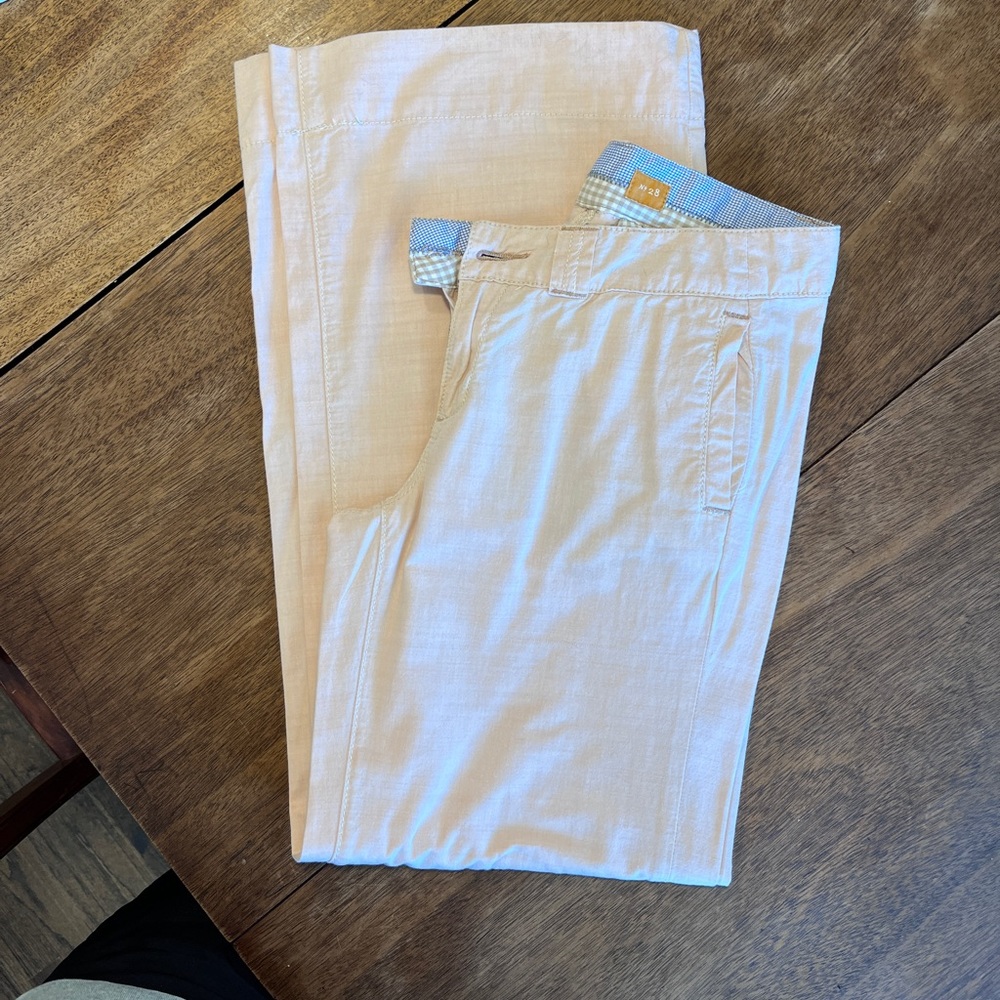 Pale pink linen Pilcro wide leg pants